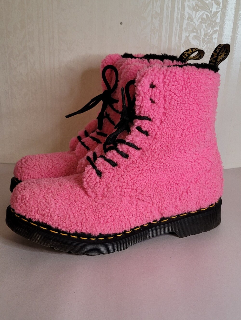 Dr Martens 1460 Pascal Pink Faux Shearling Boots - Picture 6 of 10